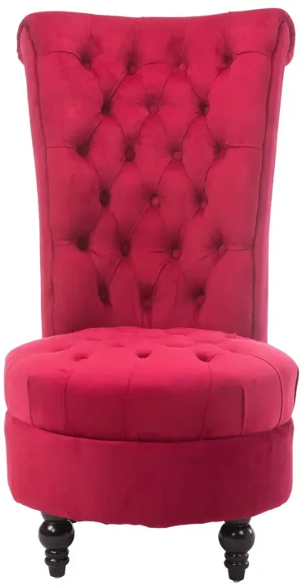 Hivvago Red Tufted High Back Plush Velvet Upholstered Accent Low Profile Chair