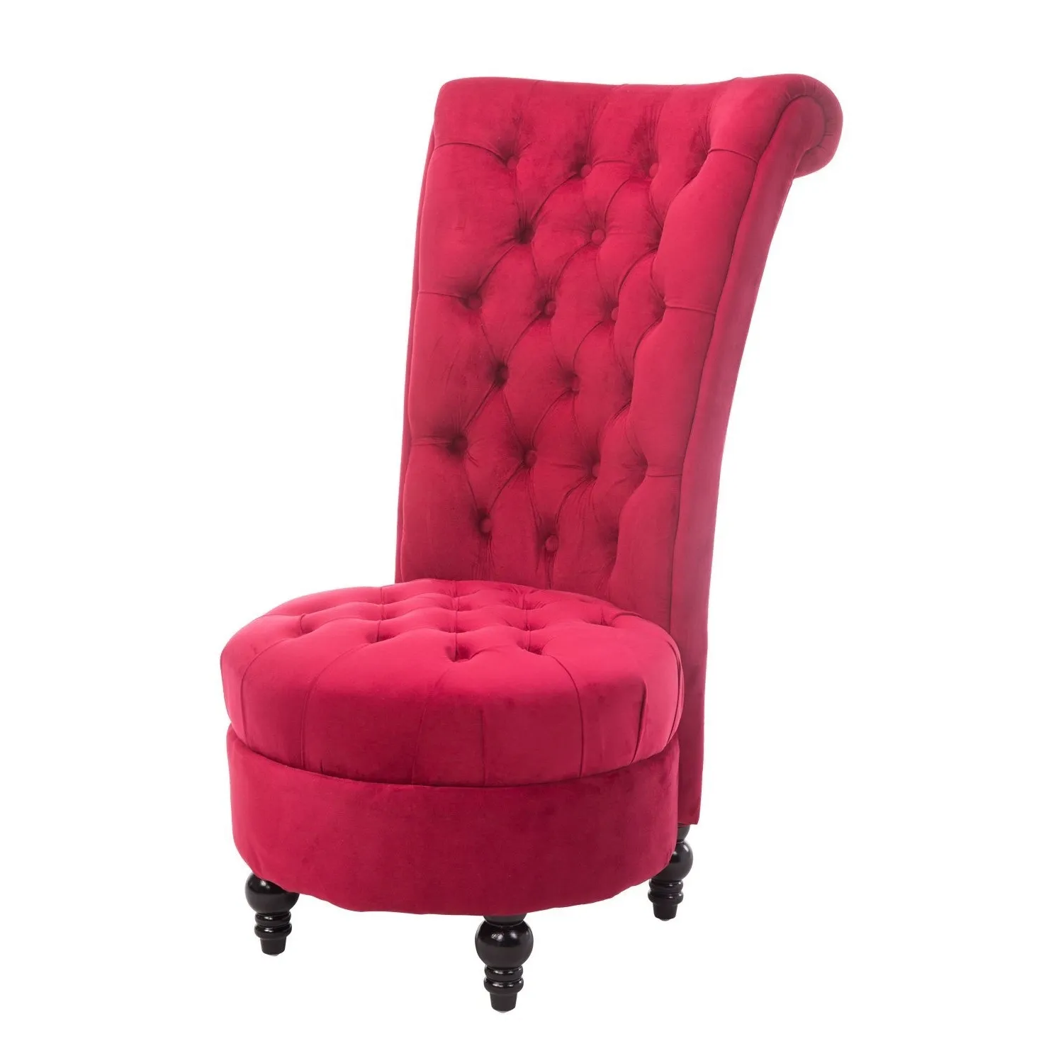 Hivvago Red Tufted High Back Plush Velvet Upholstered Accent Low Profile Chair