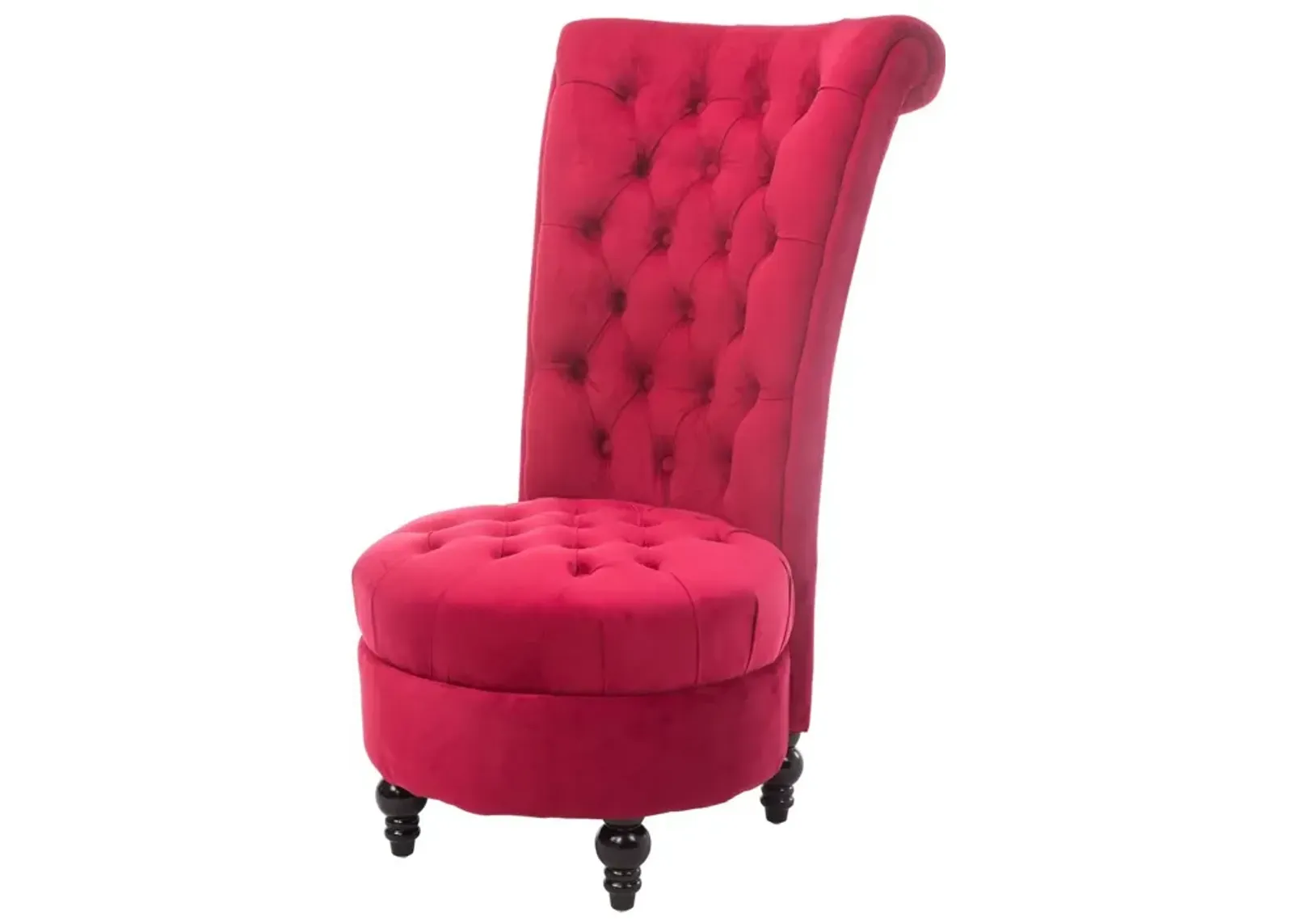 Hivvago Red Tufted High Back Plush Velvet Upholstered Accent Low Profile Chair