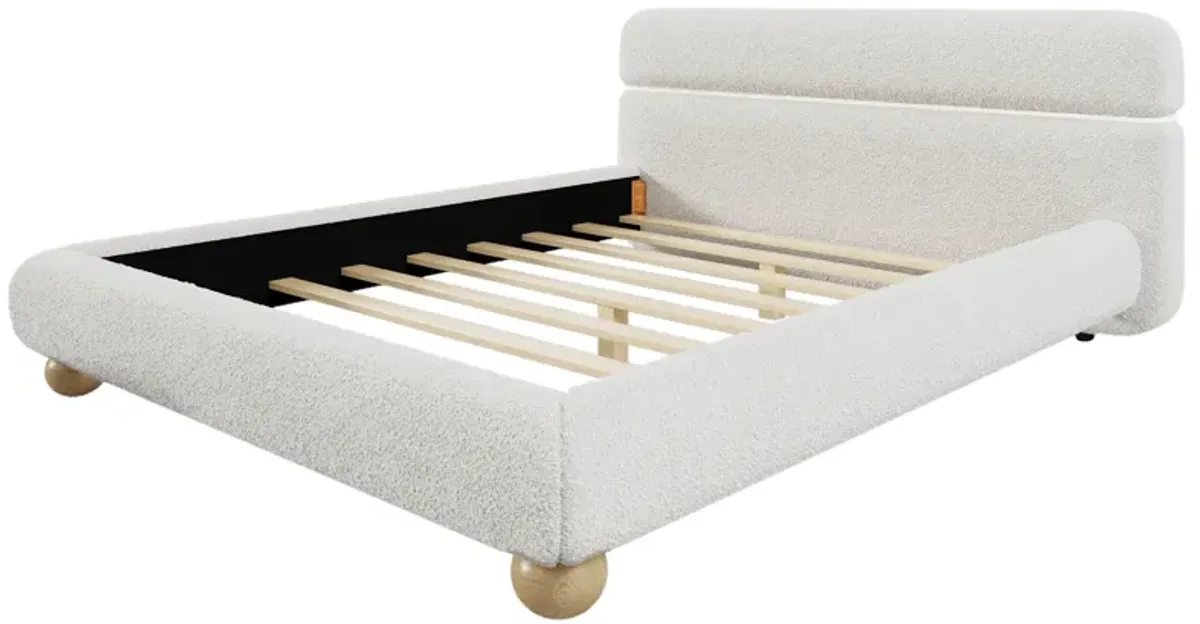 Merax Contemporary Boucle Upholstered Platform Bed