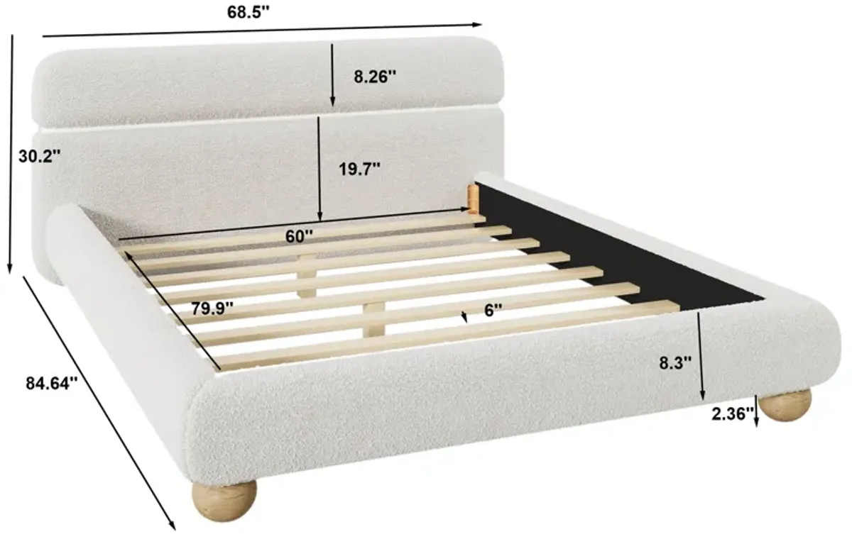 Merax Contemporary Boucle Upholstered Platform Bed