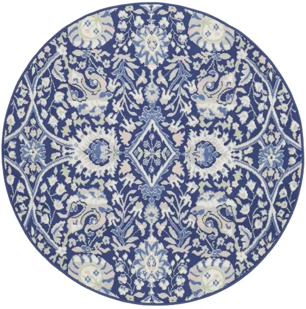 Whimsicle WHS10 Navy/Multicolor 5' x Round Rug