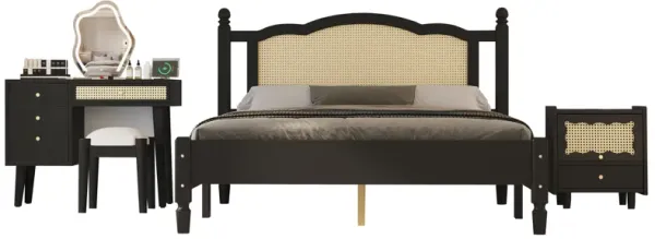 Merax  Simple and Retro 3 Pieces Bedroom Set