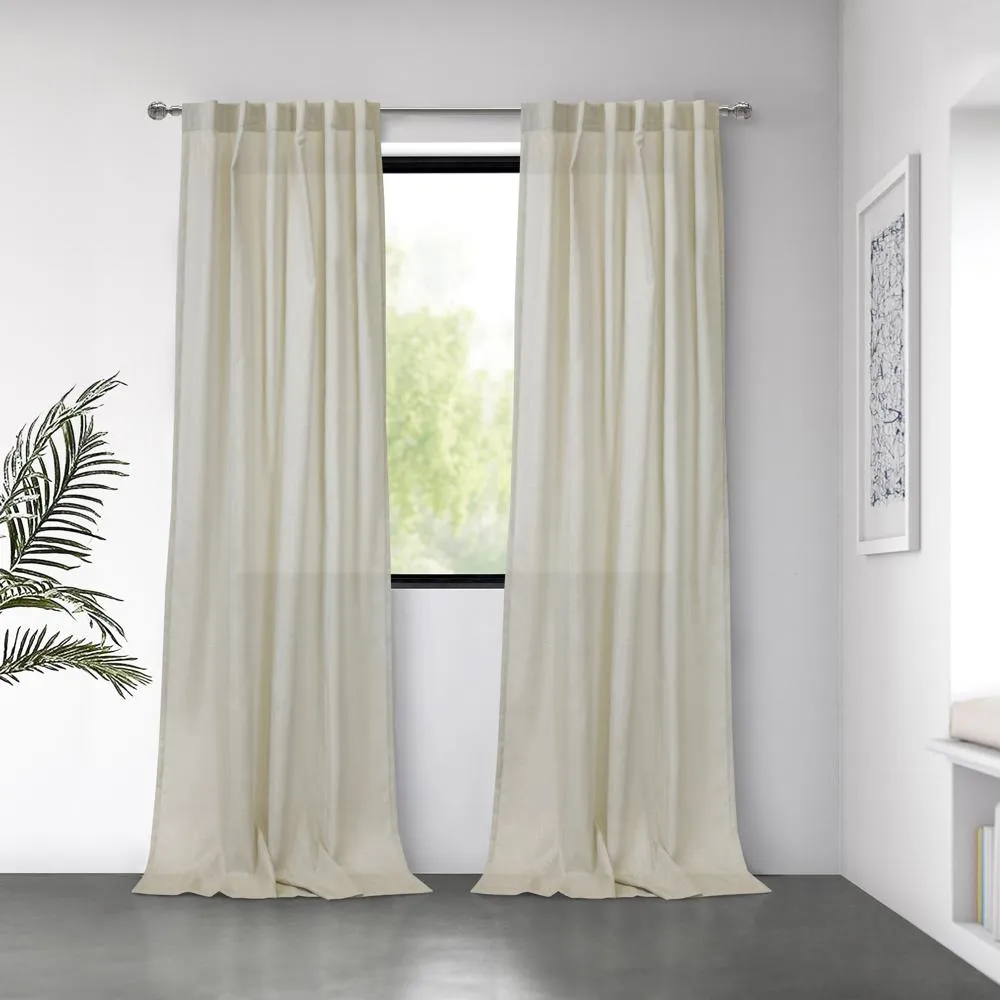 Habitat Bolton Light Filtering Dual Header Semi Sheer Slub Textured Weave Blends with Any Decor Curtain Panel Linen