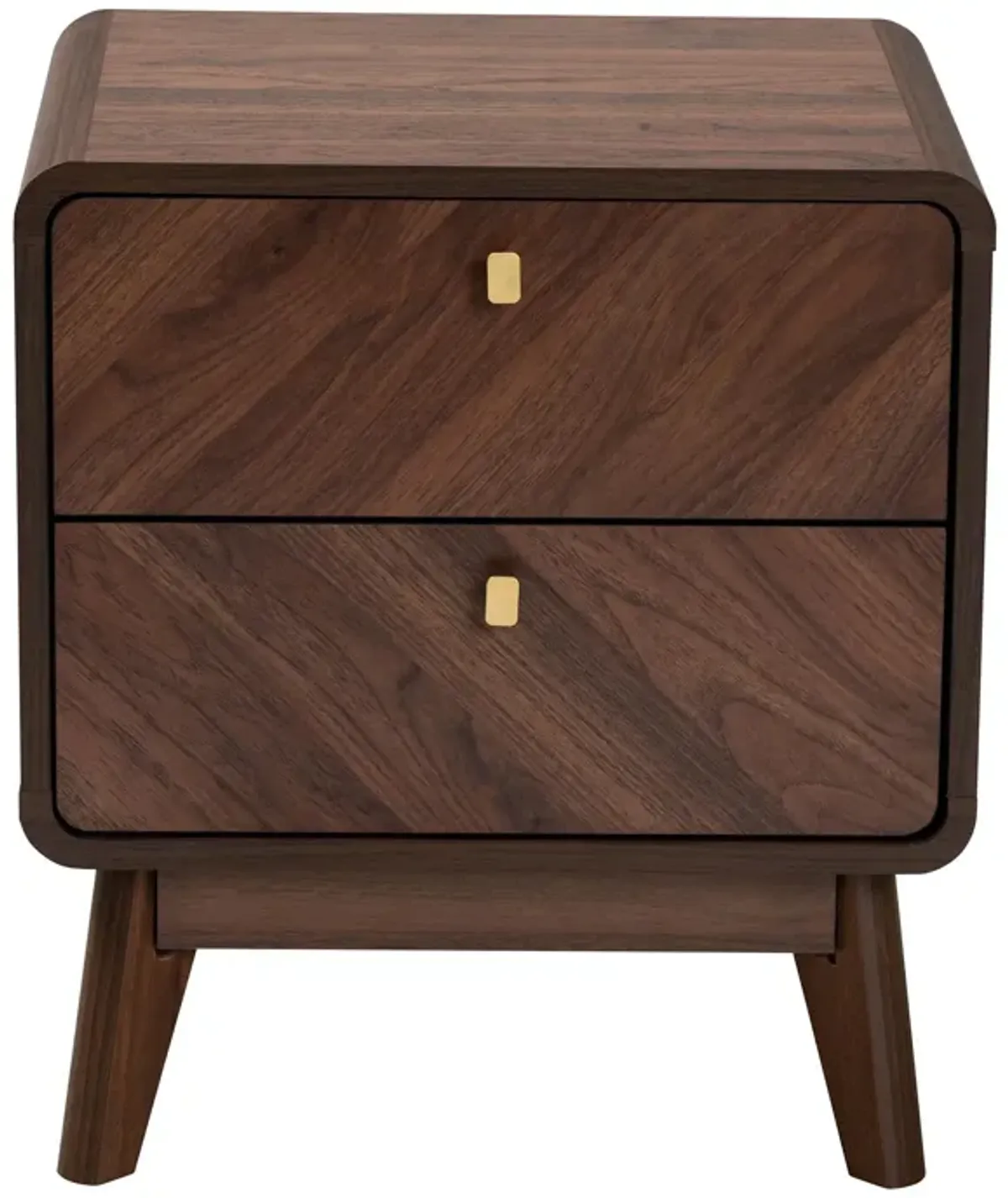 Baxton Studio Markell Mid Century Transitional Walnut Brown Finished Wood 2 Drawer Nightstand