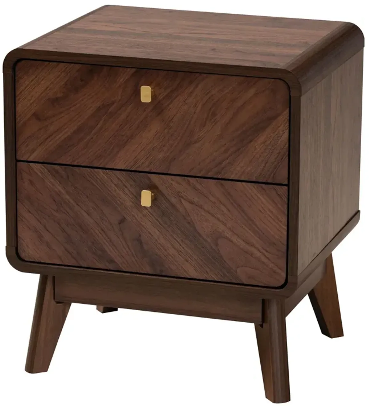 Baxton Studio Markell Mid Century Transitional Walnut Brown Finished Wood 2 Drawer Nightstand