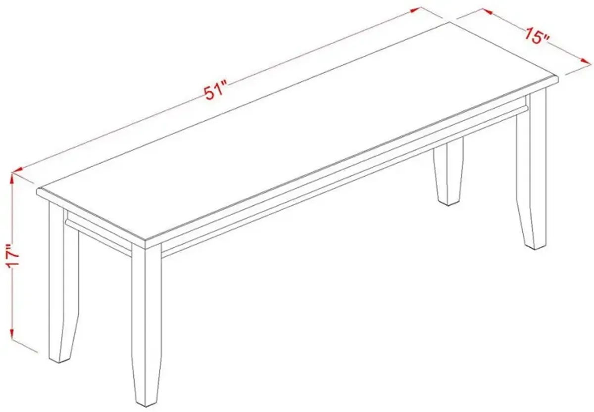 East West Furniture Dudley  Dining  Bench  with  Wood  Seat  in  Black  Finish