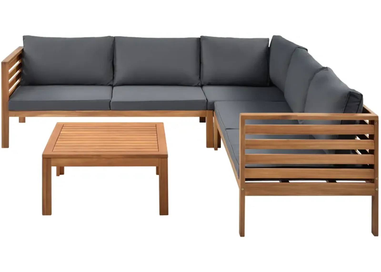 Merax Wood Structure Outdoor Sofa Set with Table