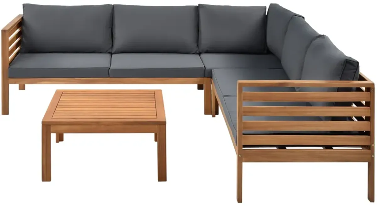 Merax Wood Structure Outdoor Sofa Set with Table