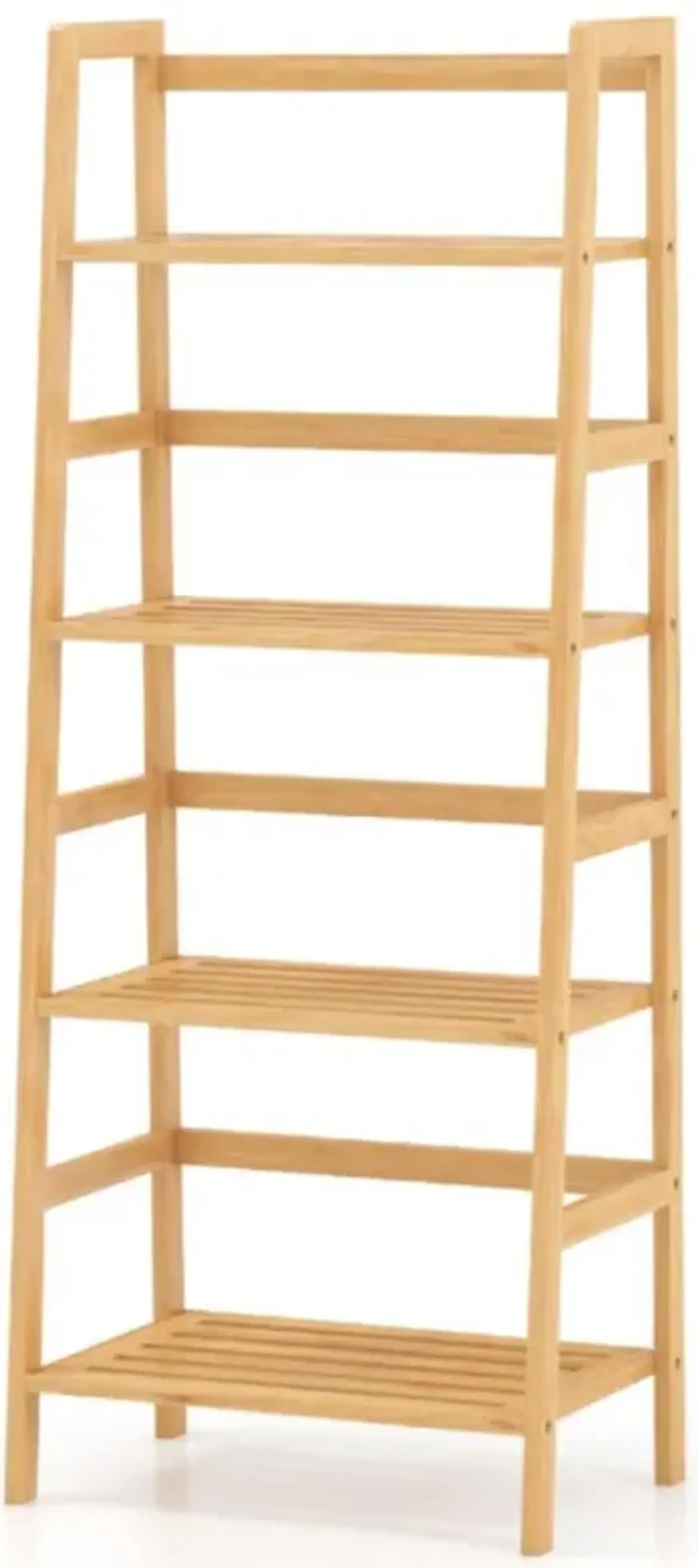 Hivvago 47.5 Inch 4-Tier Multifunctional Bamboo Bookcase Storage Stand