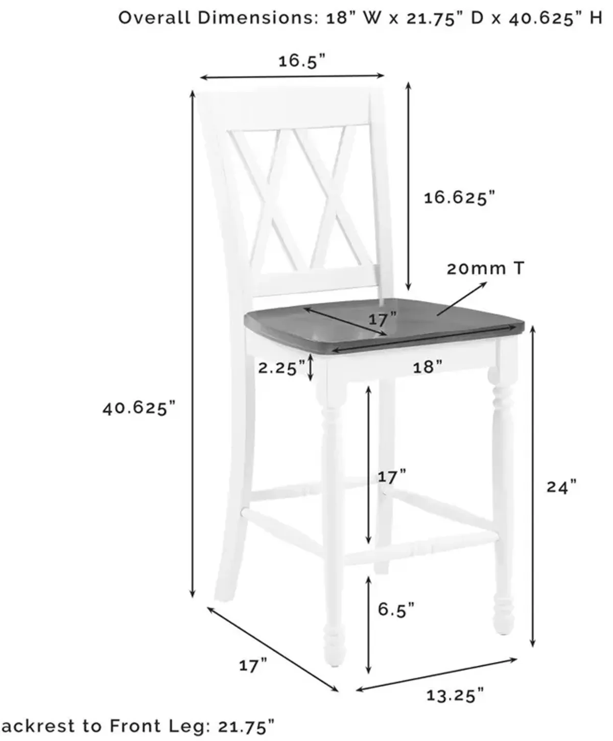 Shelby 2Pc Counter Stool Set Distressed White - 2 Stools