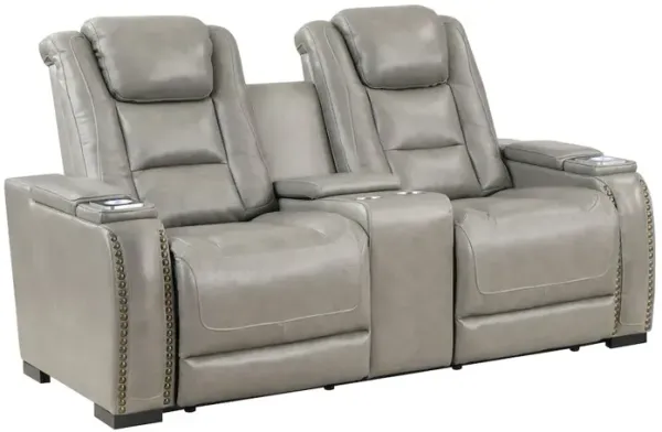 New Classic Furniture Breckenridge Console Loveseat W/ Pwr Fr & Hr-Lt Gray