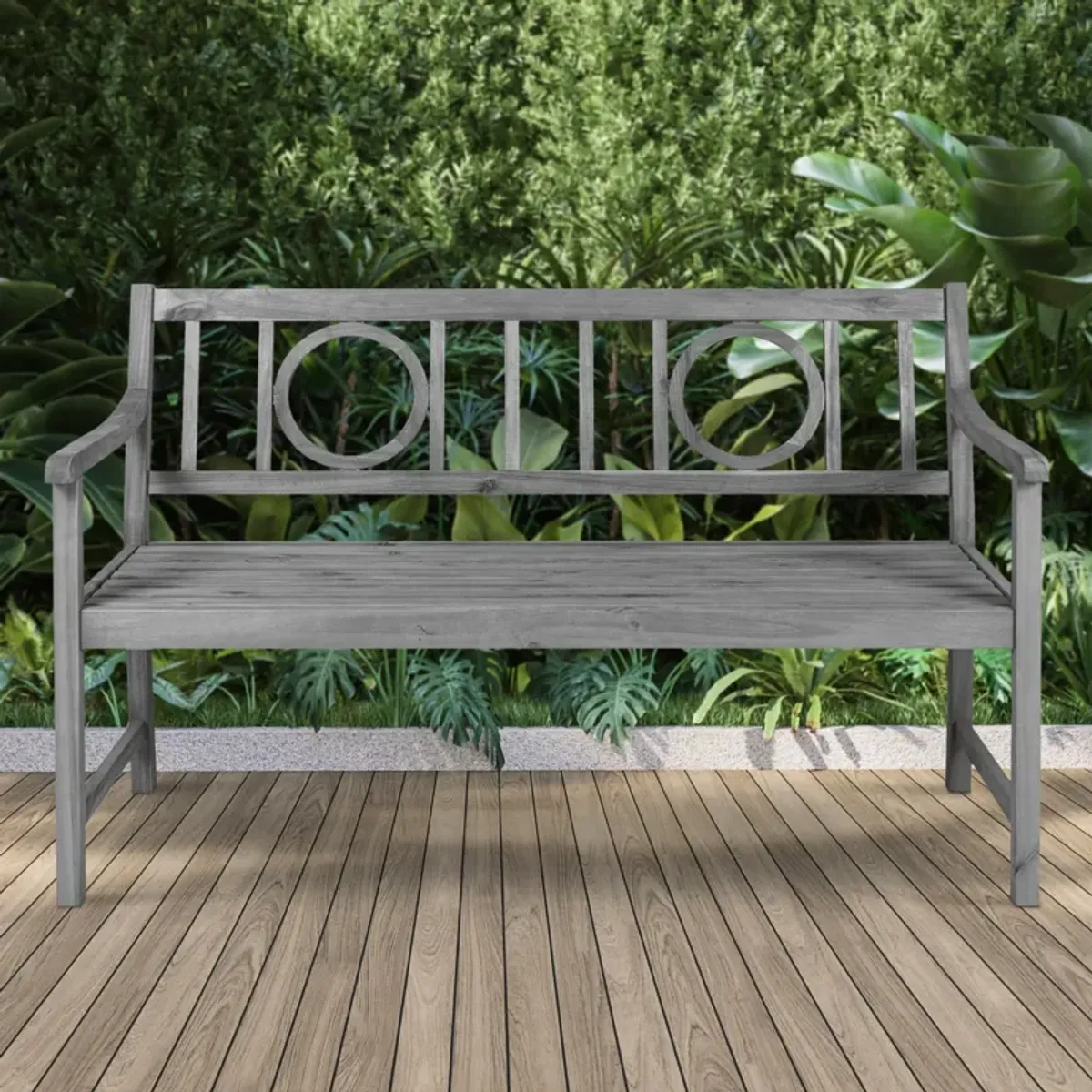 Apollo Circle Back Acacia Wood Outdoor Garden Patio Bench