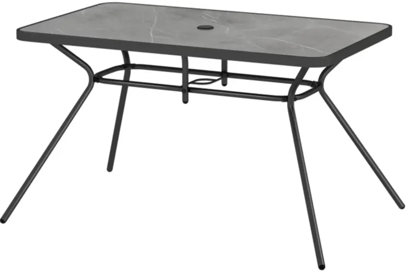 Hivvago 49 Inch Patio Rectangle Dining Table with Umbrella Hole-Gray