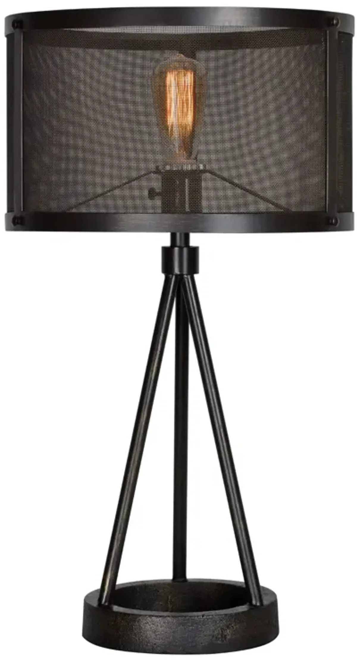 27" Black Tripod Table Lamp with Wire Mesh Shade