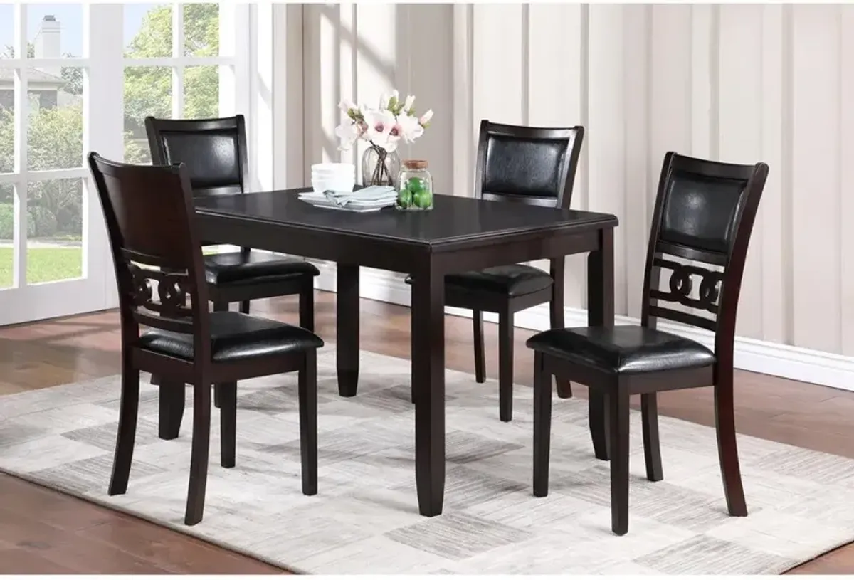 New Classic Furniture Gia 5-Piece 48 Wood Rectangular Dining Set with 4 Chairs in Ebony