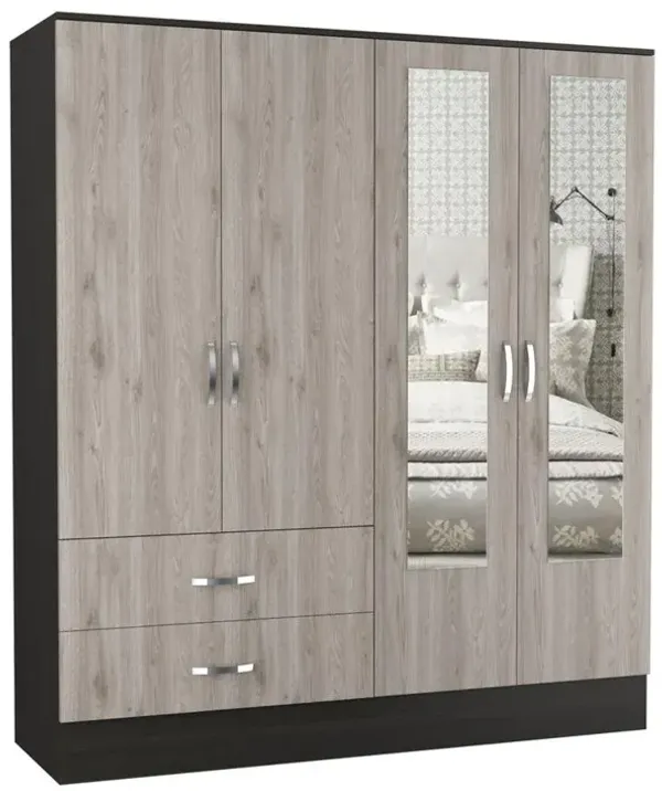 Gangi 160 Armoire - Black+Light Grey