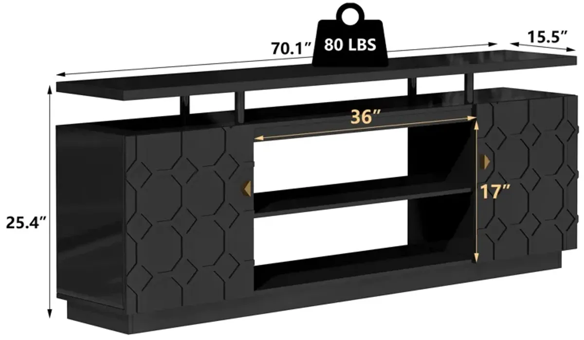 Black Multifunctional TV Stand Fits TVs up to 70 to 80 in.