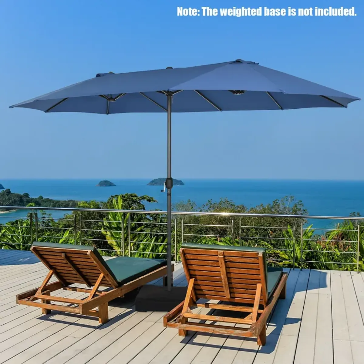 15-Foot Double-Sided Patio Umbrella with Easy Hand-Crank System