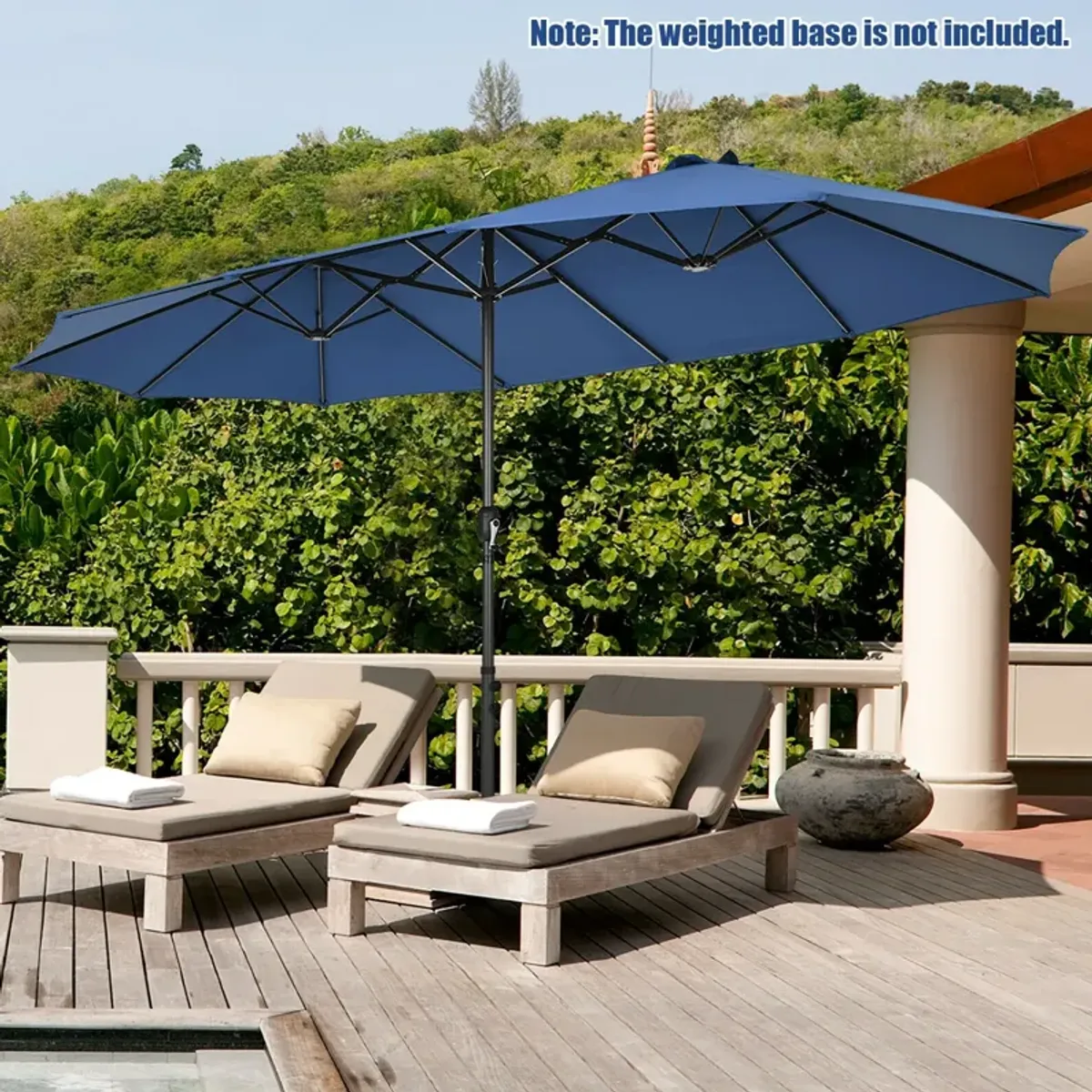 15-Foot Double-Sided Patio Umbrella with Easy Hand-Crank System