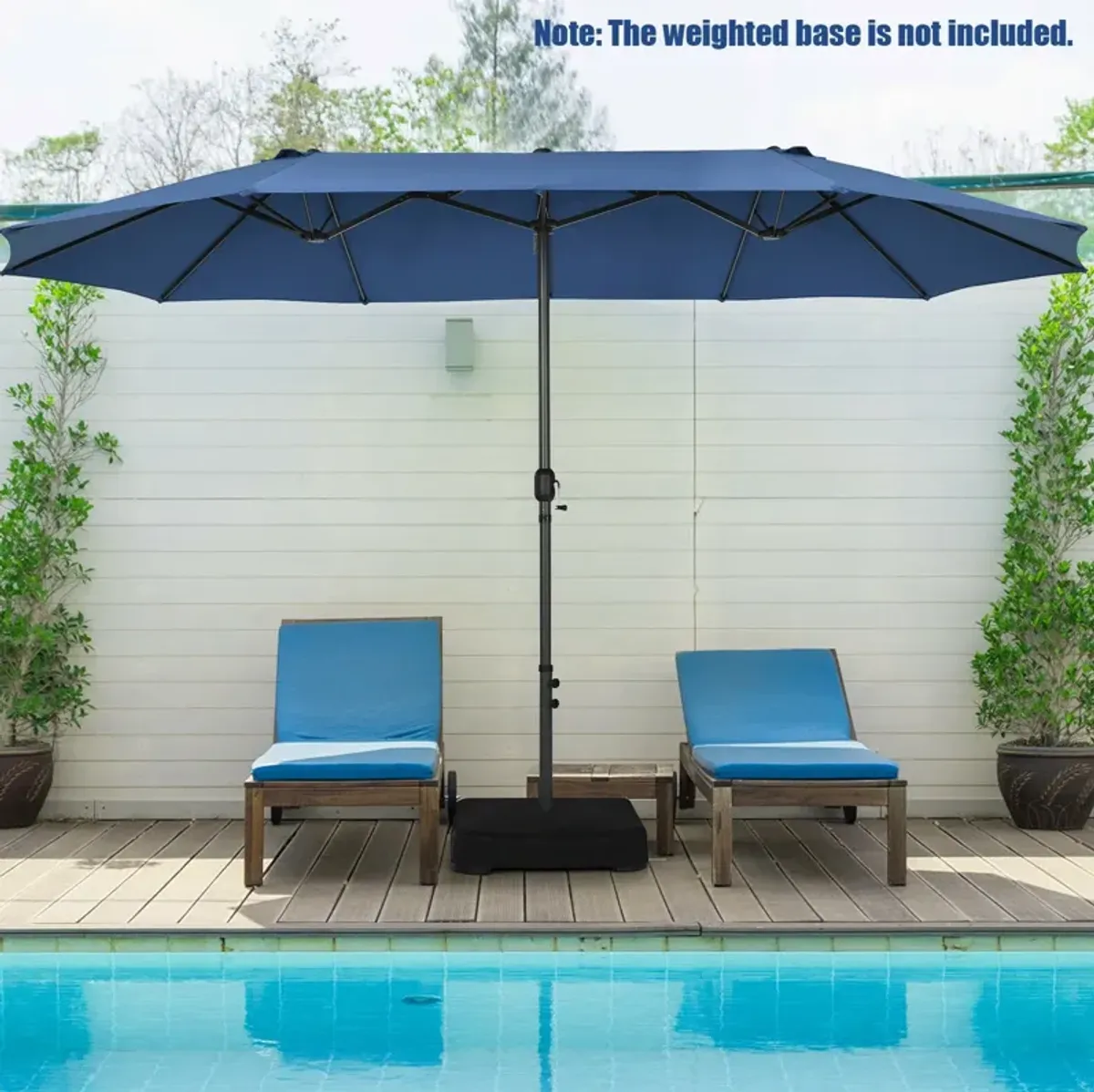 15-Foot Double-Sided Patio Umbrella with Easy Hand-Crank System