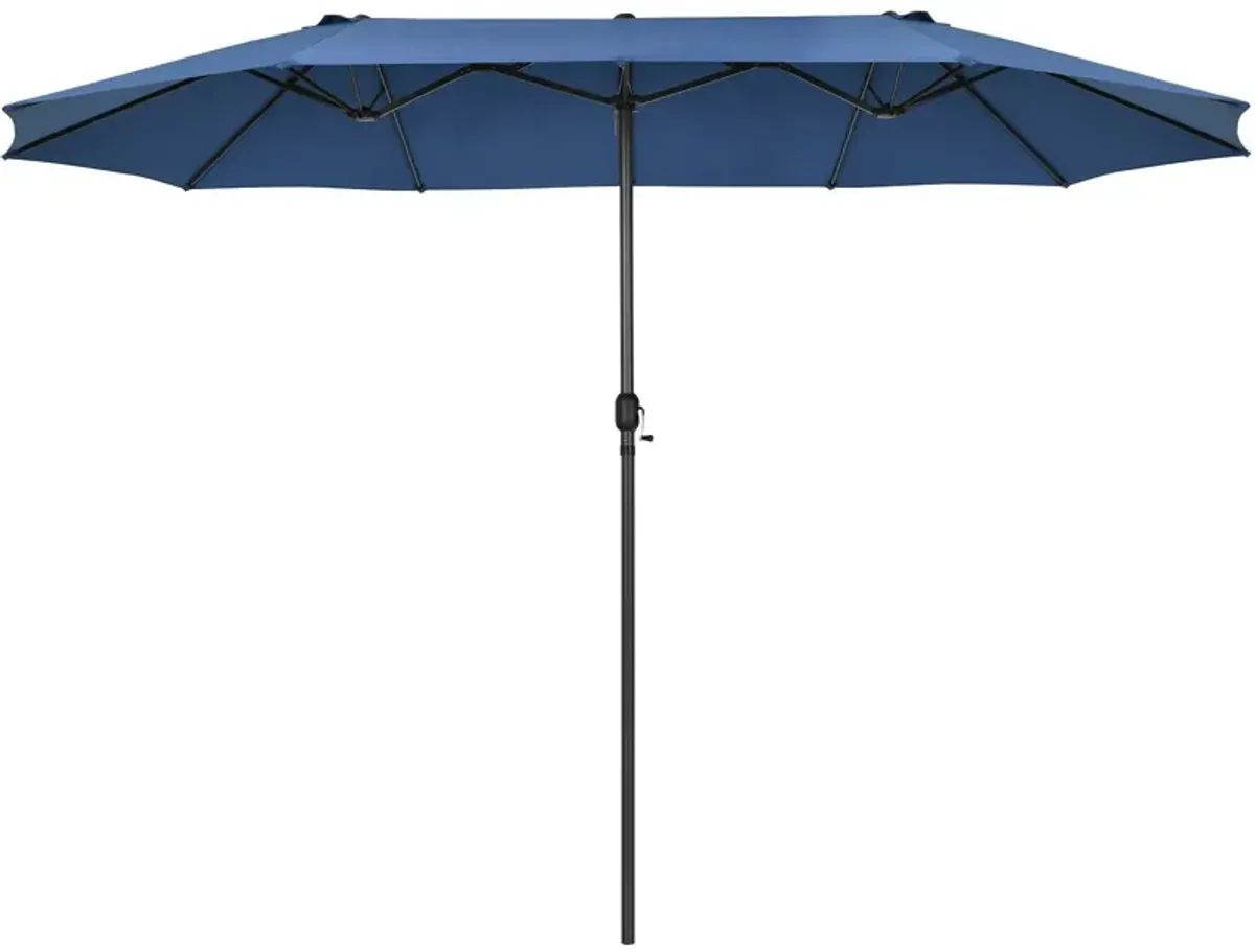 15-Foot Double-Sided Patio Umbrella with Easy Hand-Crank System