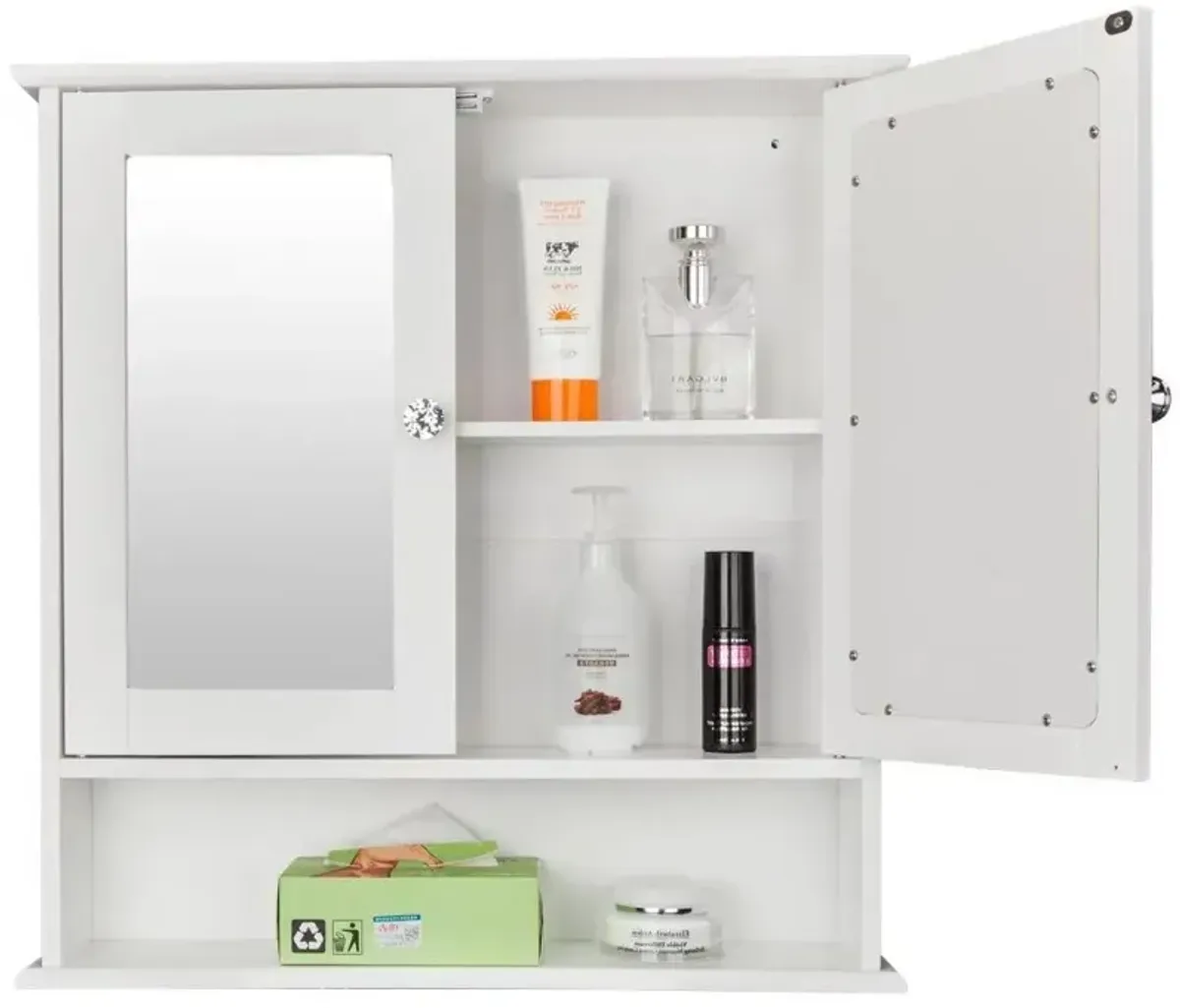 Hivvago 2-Door Wall Mounted Bathroom Medicine Cabinet with Mirror in White