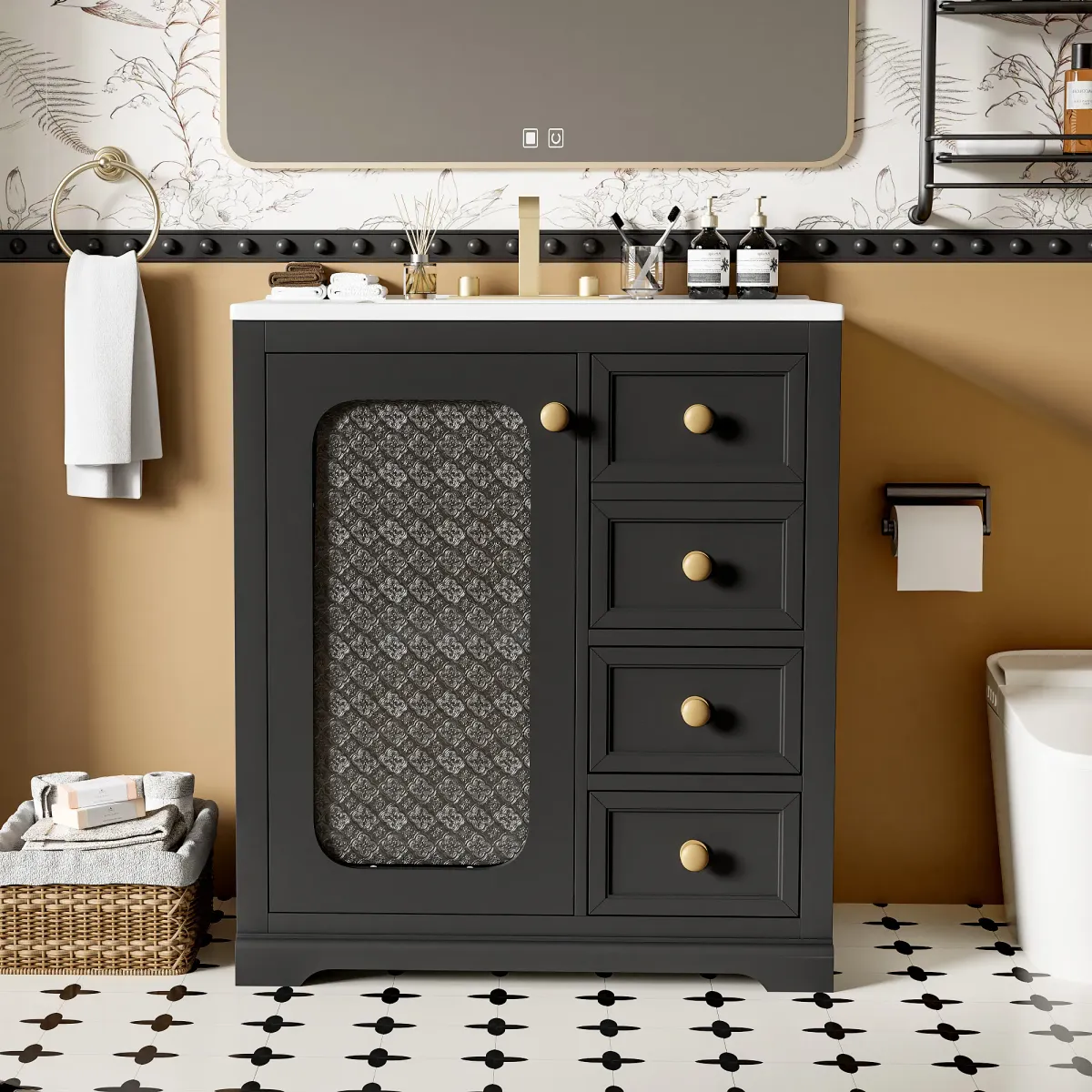 Merax Bathroom Vanity Cabinet with A Glass Door