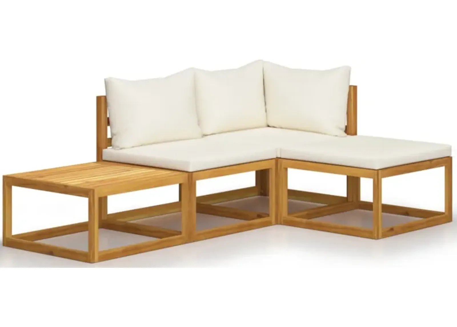 vidaXL 4 Piece Garden Lounge Set with Cushion Cream Solid Acacia Wood