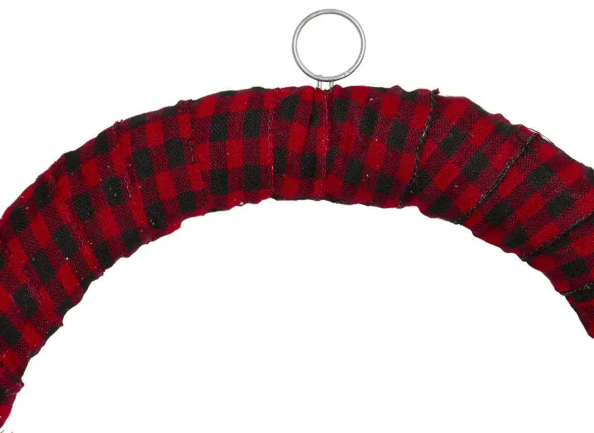 Red and Black Buffalo Plaid and Berry Artificial Christmas Wreath - 24-Inch  Unlit