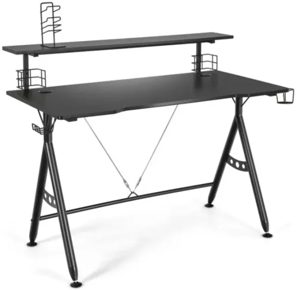 E-Sports Gaming Desk with Monitor Shelf and Cup Holder