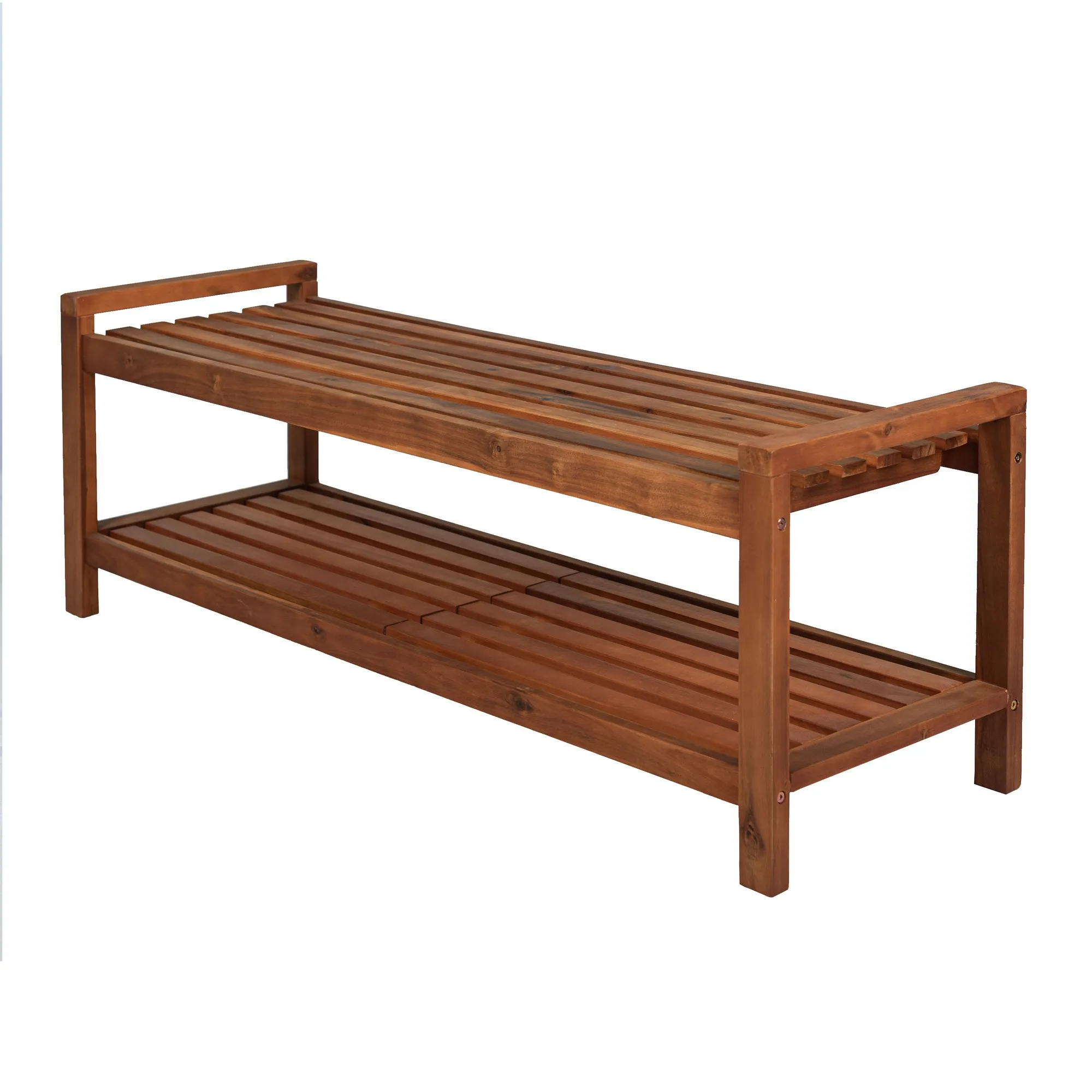 BlaneSeat Mid Century Modern Acacia Wood Slat Outdoor Garden Patio Bench