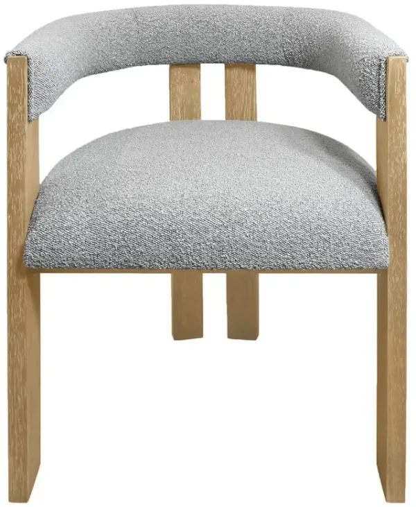 Trish Solid Wood Dining Arm Chair with Boucle Fabric and Down-Filled Seat