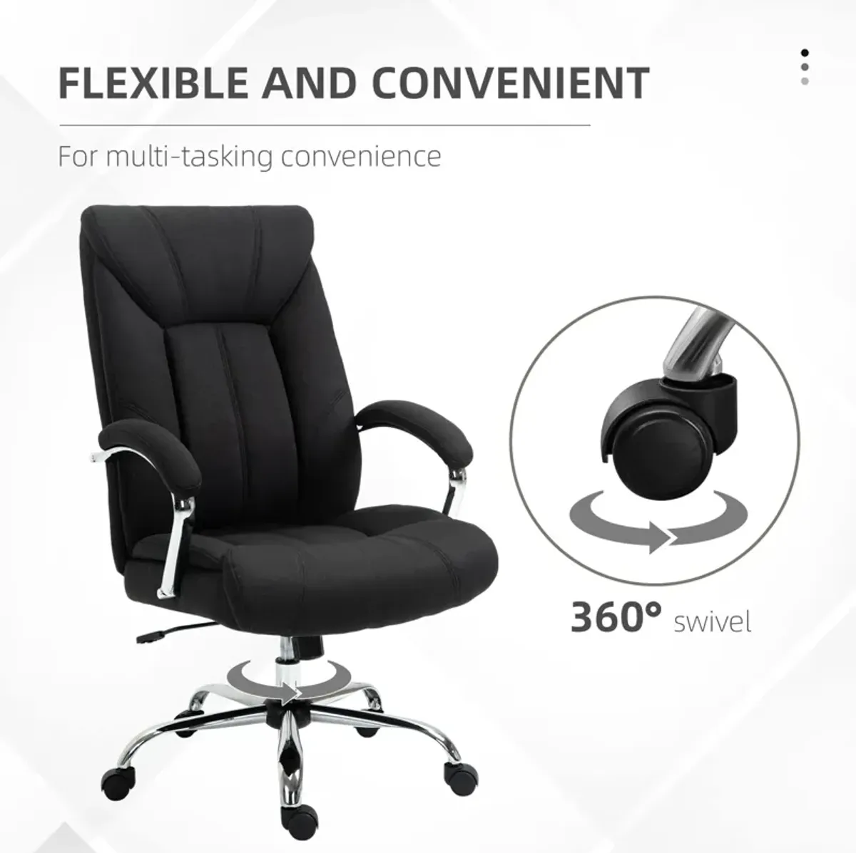 Black Ergonomic Seating: High Back Linen Fabric Adjustable Task Chair