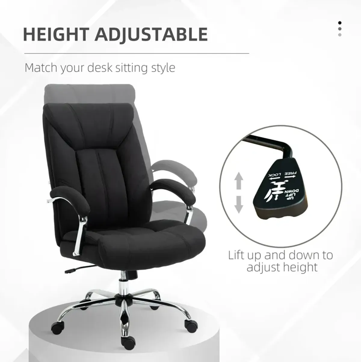 Black Ergonomic Seating: High Back Linen Fabric Adjustable Task Chair