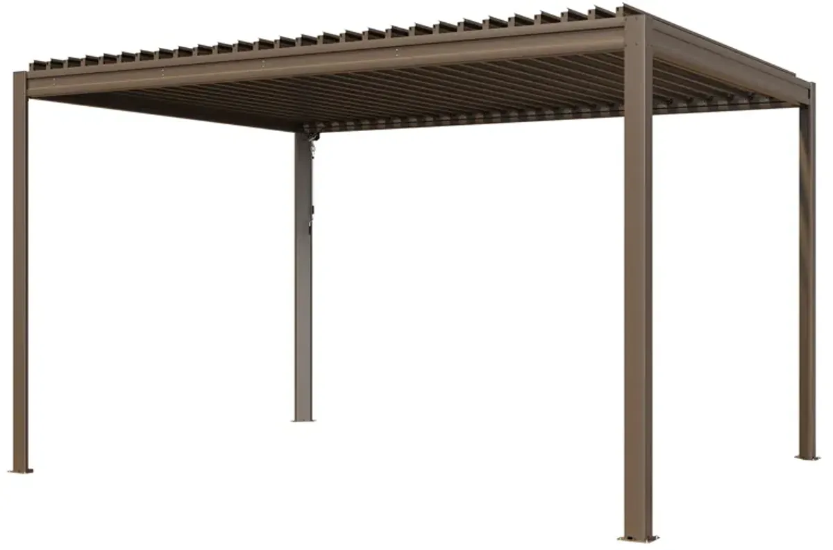 MONDAWE 10X13FT Outdoor Louvered Aluminum Pergola with Adjustable Roof and Efficient Drainage System for Patio, Deck, Garden