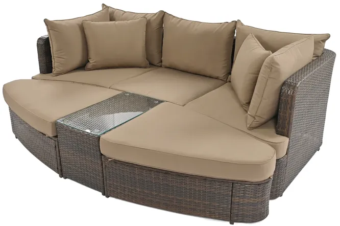 6-Piece Outdoor Rattan Sofa Set with Coffee Table