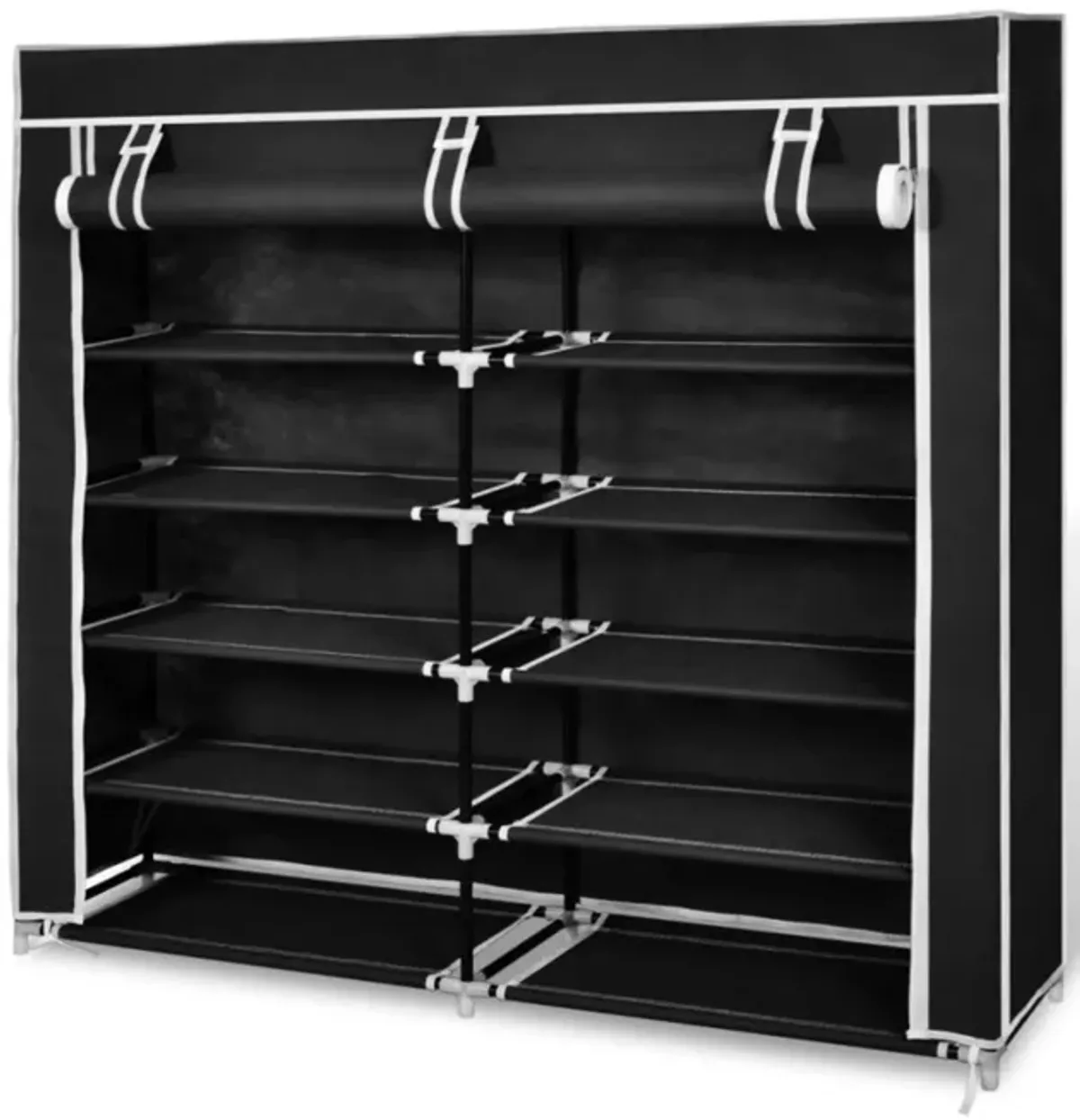 vidaXL Fabric Shoe Cabinet with Cover 45" x 11" x 43" Black