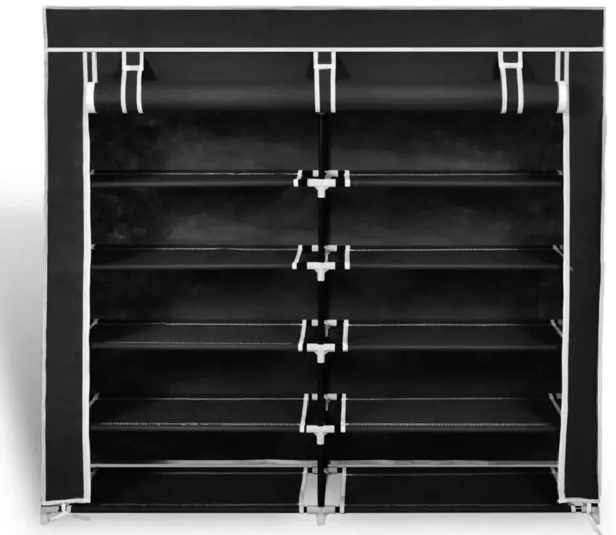 vidaXL Fabric Shoe Cabinet with Cover 45" x 11" x 43" Black