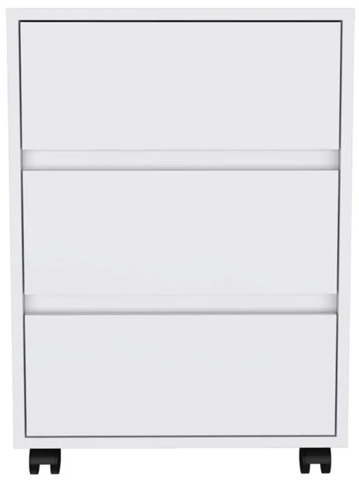 DEPOT E-SHOP Ibero 3 Drawer Filing Cabinet, Four Casters, Three Drawers, Top Surface, White