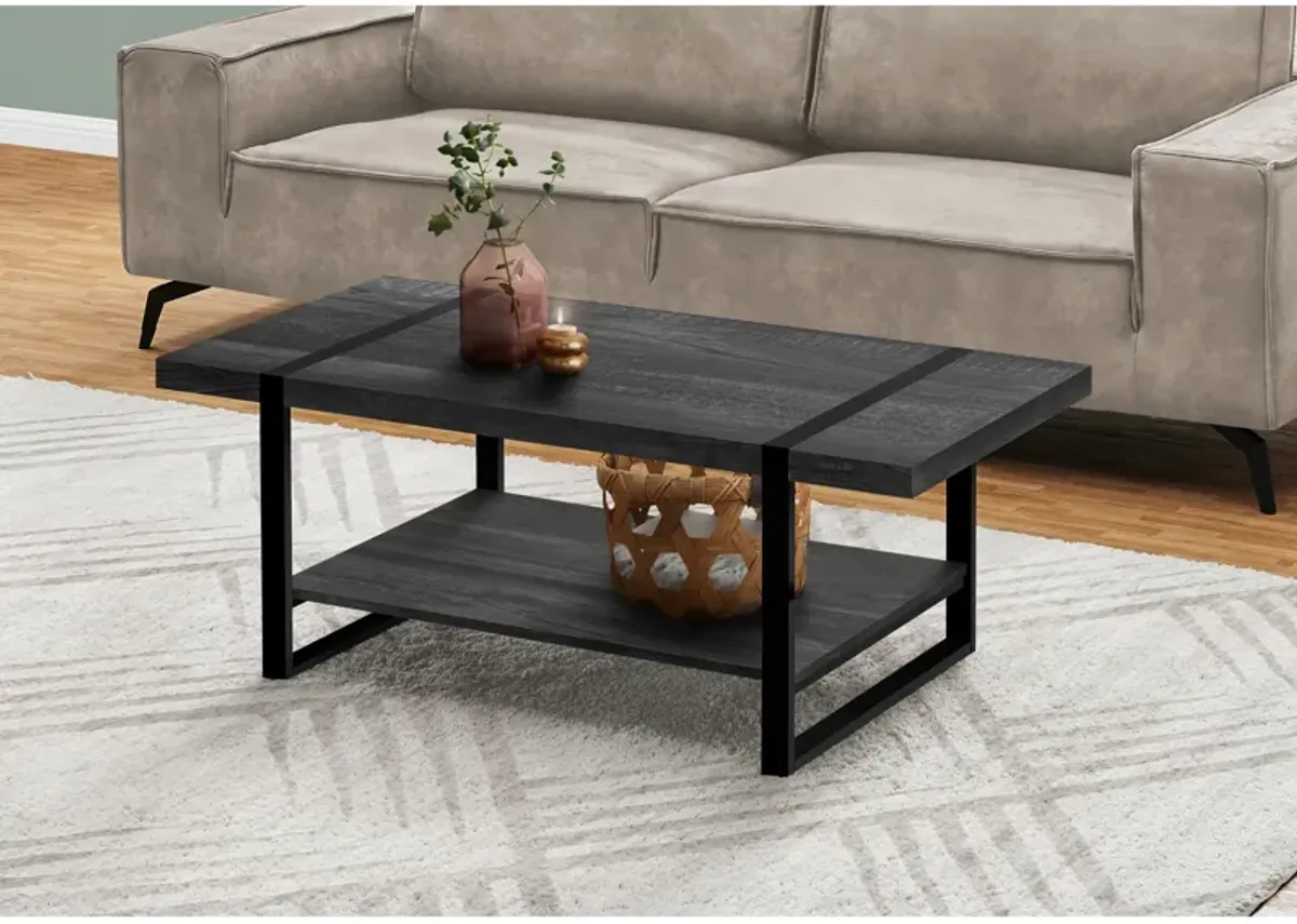 Monarch Specialties I 2860 Coffee Table, Accent, Cocktail, Rectangular, Living Room, 48"L, Metal, Laminate, Black, Contemporary, Modern