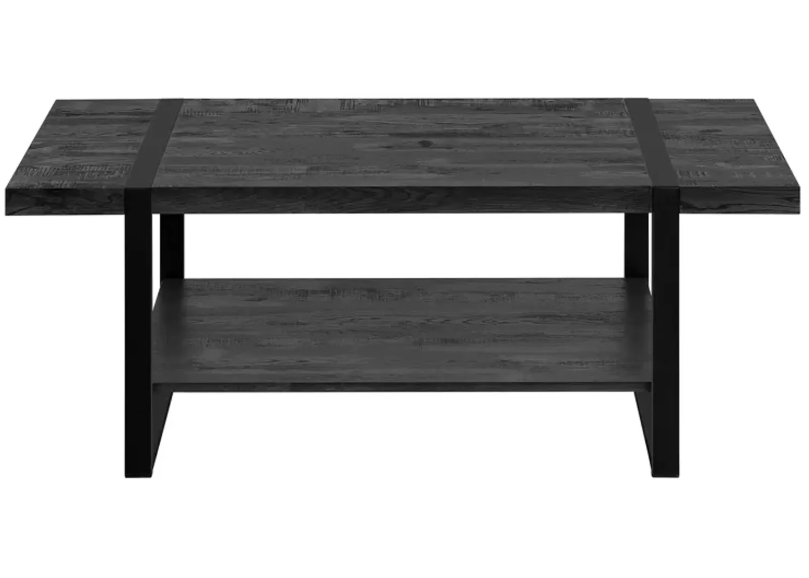 Monarch Specialties I 2860 Coffee Table, Accent, Cocktail, Rectangular, Living Room, 48"L, Metal, Laminate, Black, Contemporary, Modern