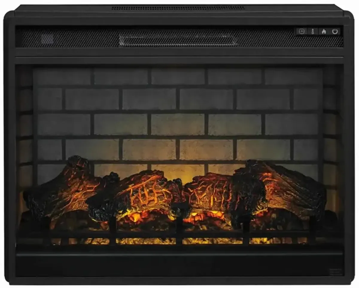 31.25 Inch Metal Fireplace Inset with 7 Level Temperature Setting, Black - Benzara