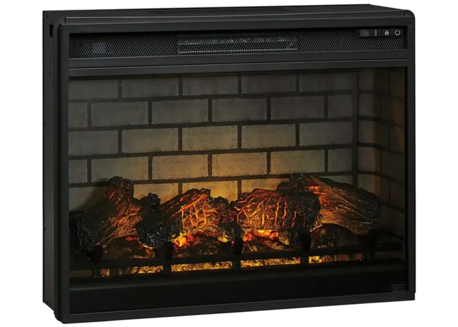 31.25 Inch Metal Fireplace Inset with 7 Level Temperature Setting, Black - Benzara