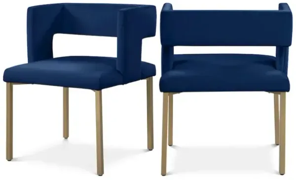 Meridian Furniture Caleb Navy Velvet Dining Chair, Set of 2