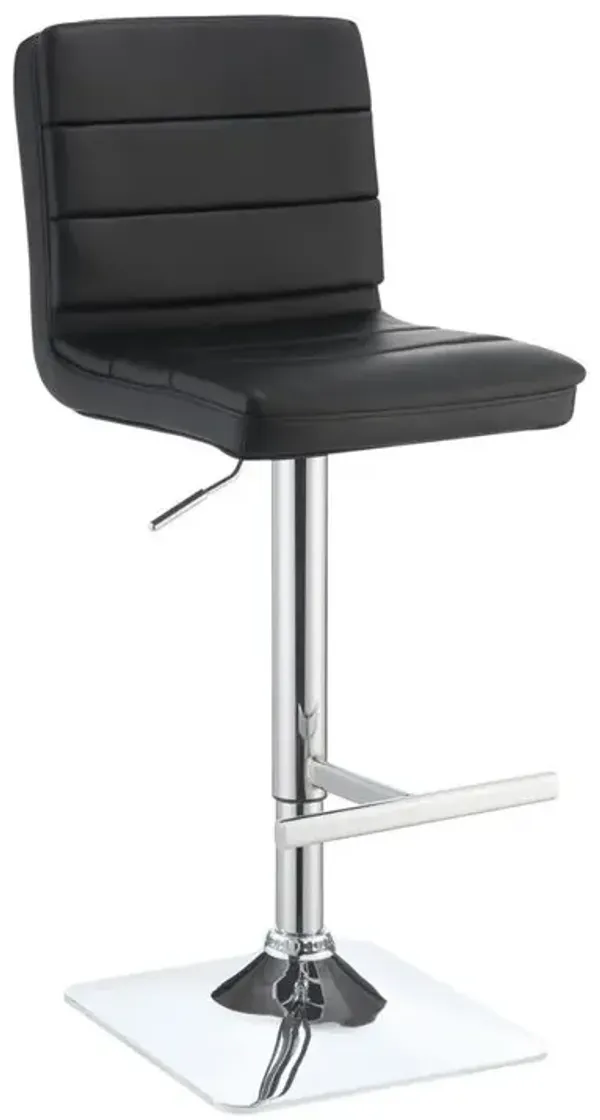 Bianca Upholstered Adjustable Bar Stools Black and Chrome (Set of 2)