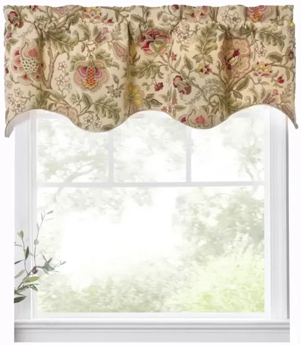 Ellis Curtain Regency Scallop Shaped 3" Rod Pocket Valances for Windows 50" x1 5" Antique