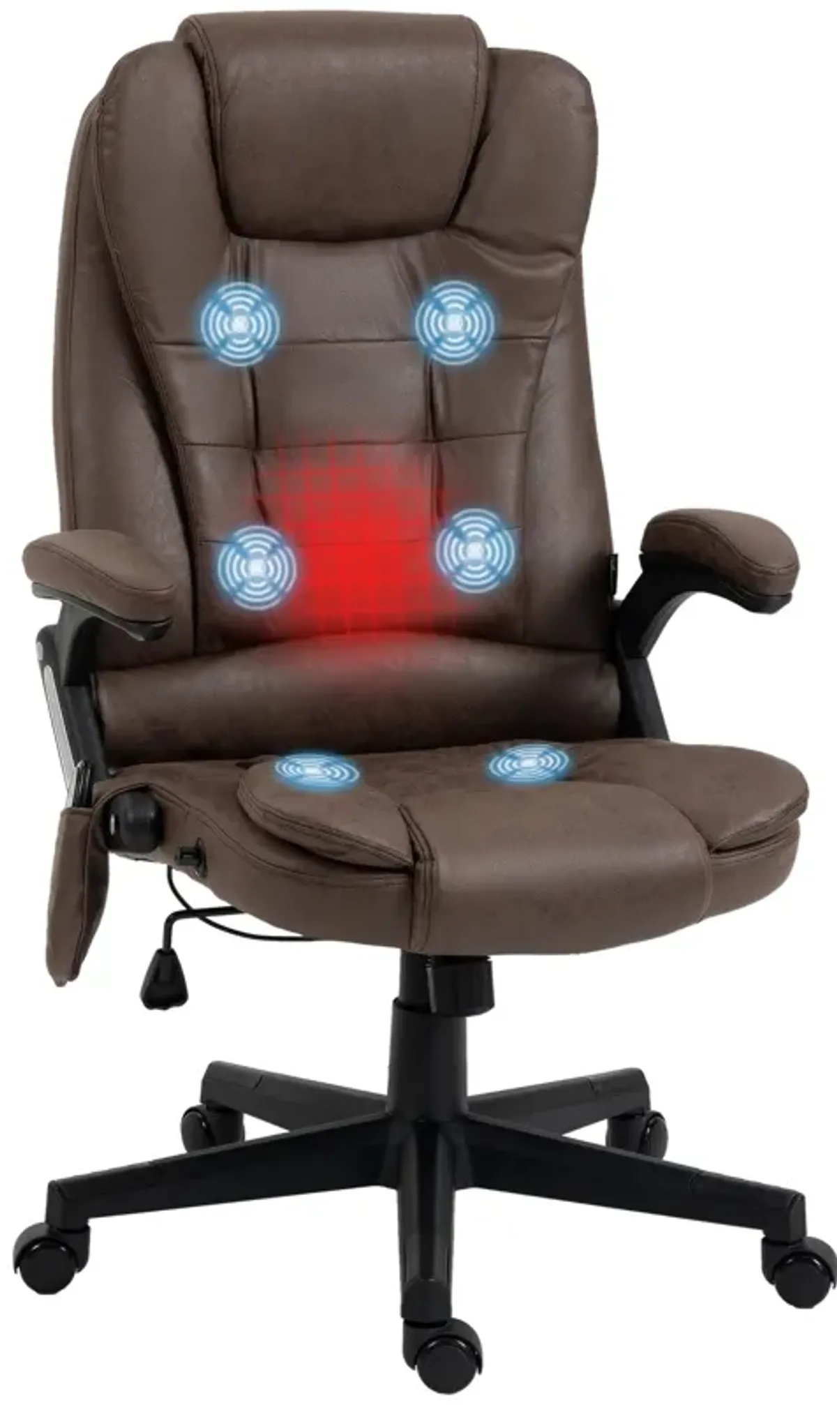 Heated Vibrating Office Chair: Linen, High Back, Coffee Color