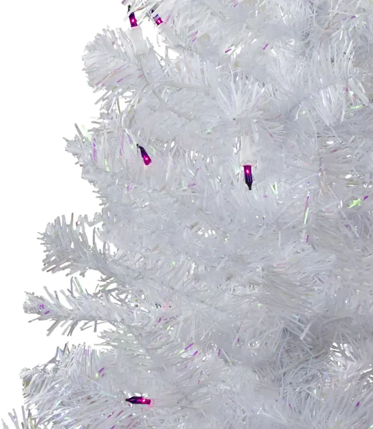 4 Pre-lit White Iridescent Pine Artificial Christmas Tree - Purple Lights