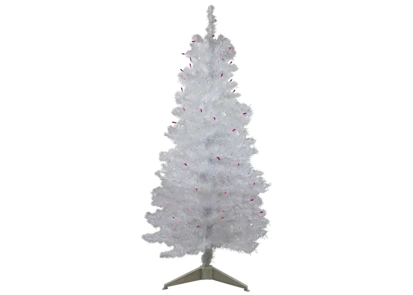 4 Pre-lit White Iridescent Pine Artificial Christmas Tree - Purple Lights